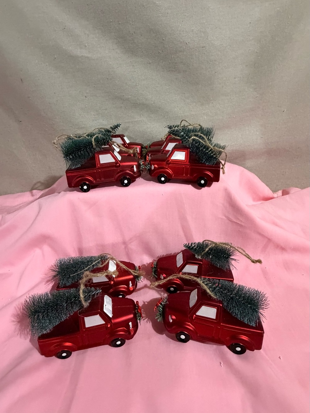 Red Holiday Truck Ornament with Pine Tree - Decorative Home Accent